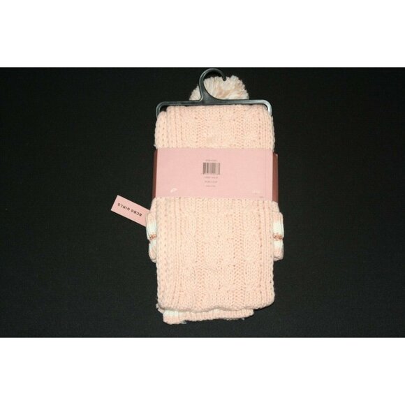 BCBG Girls Scarf & Beanie Hat Set Pink White Copper Metallic Sparkle NEW NWT - Picture 2 of 2
